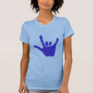 T-shirt Aimez la main, langue des signes dans le bleu,