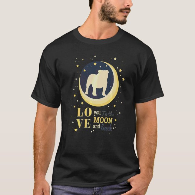 T-shirt Aimez Le Chien À La Lune Anglais (Devant)