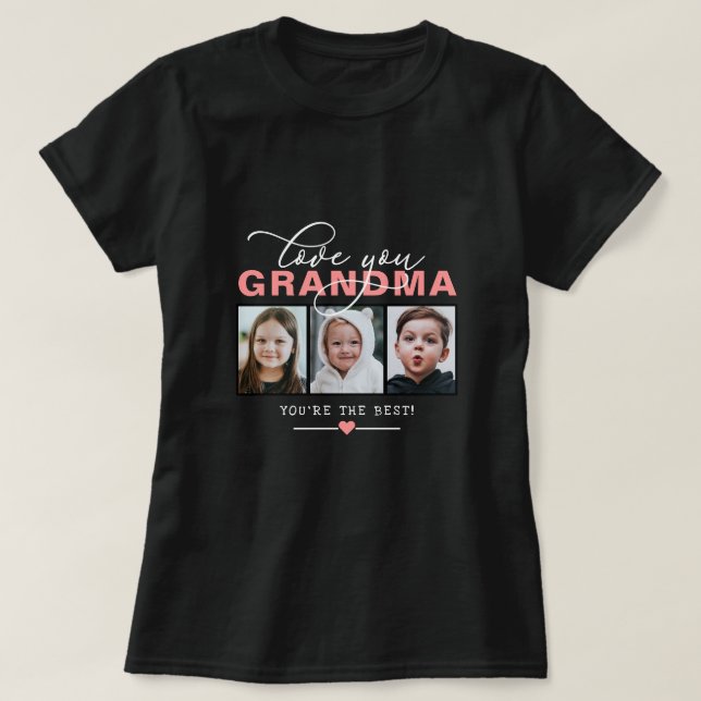 T-shirt Aimez-Vous Grand-Mère/Nana/Autre 3 Photo Texte Per (Design devant)