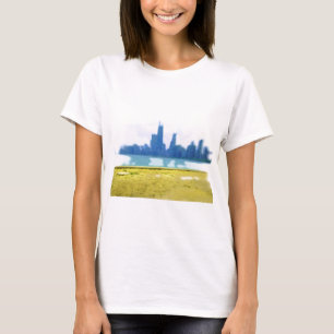 T-shirt Air Brossé Chicago Skyline Art