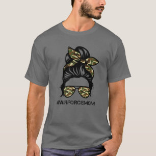 T-shirt Air Force Maman Messy Bun Lunettes de soleil maman