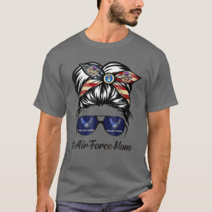 T-shirt Air Force Maman Messy Bun Lunettes de soleil maman