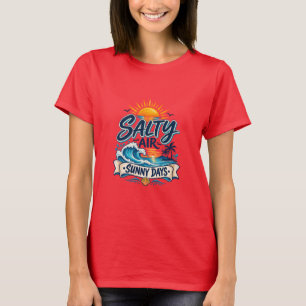 T-shirt Air Salé Jours Ensoleillés Plage Été Typographie