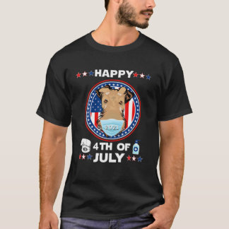 T-shirt Airedale Chien Patriotique En Masque Joyeux 4 juil