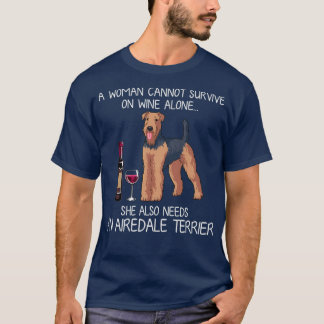 T-shirt Airedale Terrier and wine Funny dog 