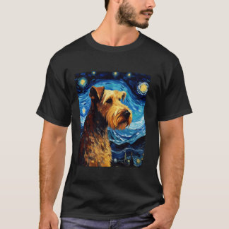 T-shirt Airedale Terrier Chien Funny Starry Night Van Gogh