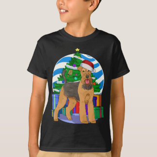 T-shirt Airedale Terrier Chien Père Noël Décor Arbre de No