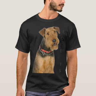 T-shirt Airedale Terrier Dog Maman Papa Love Is Puppy Pet 