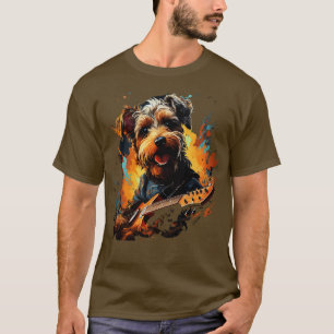 T-shirt Airedale Terrier Jouant Guitare