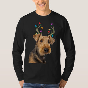 T-shirt Airedale Terrier Reindeer Chien de Noël