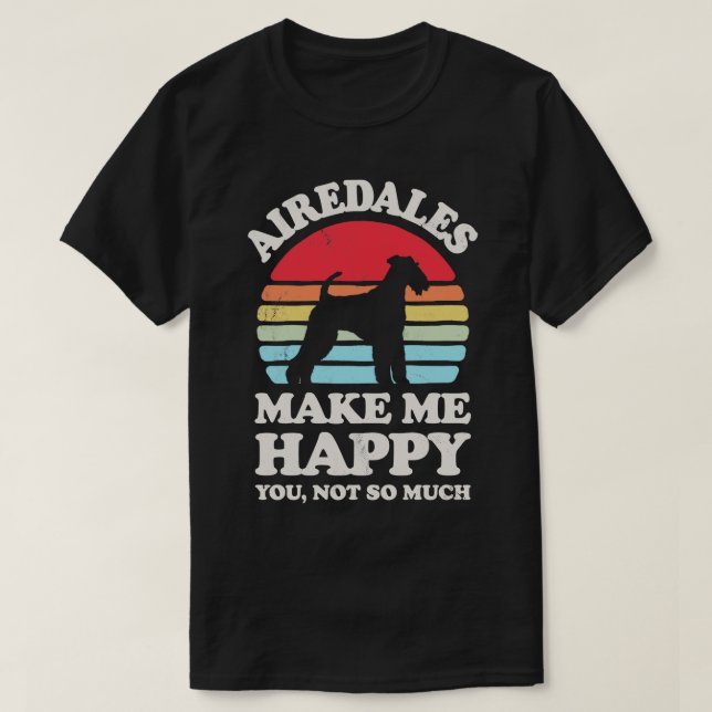 T-shirt Airedale Terriers me rendre heureux Sunset Retro p (Design devant)