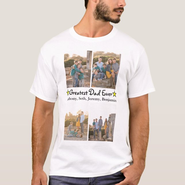 T-shirt Ajouter 4 Collage photo Plus grand papa jamais Fêt (Devant)