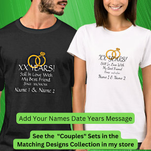 T-shirt Ajouter Années Date, Noms, Anniversaire Mariage Co