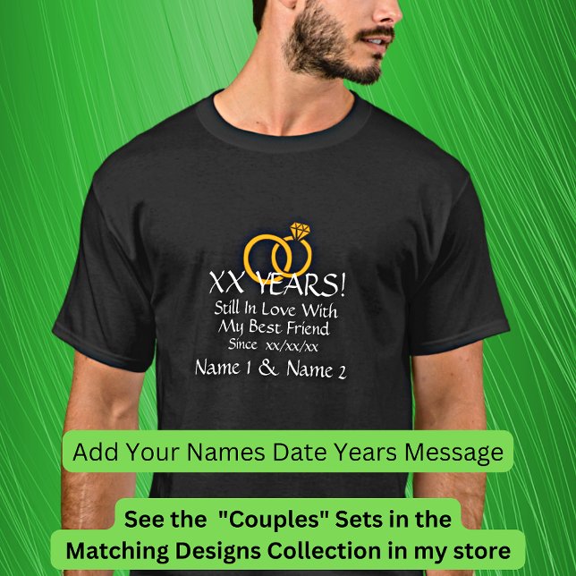 T-shirt Ajouter des années, date, noms, Mariage Anniversai (Créateur téléchargé)
