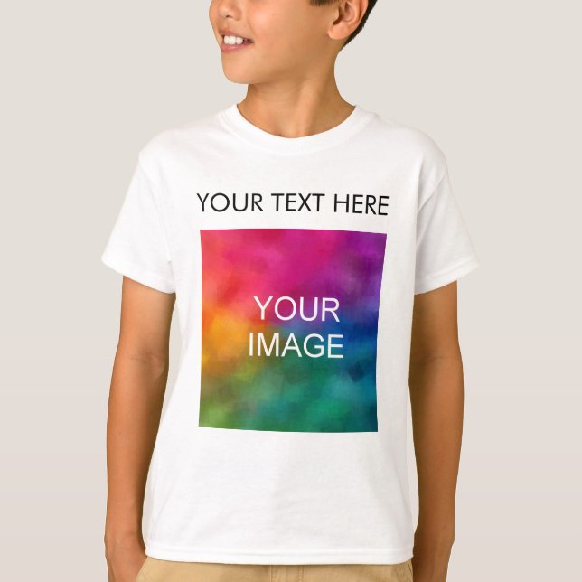 T-shirt Ajouter Image Photo Texte Personnalisé Modèle Enfa (Devant)