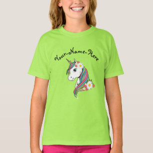 T-shirt Ajouter le nom White Daisies rose fleurs unicorne