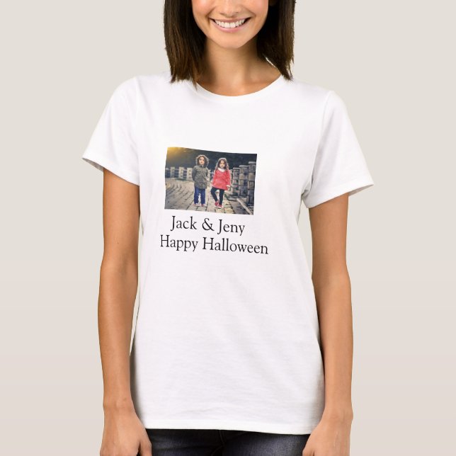 T-shirt ajouter nom photo texte Halloween enfant fille gar (Devant)