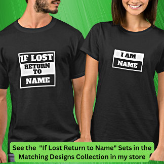 T-shirt Ajouter un nom - Si perdu Retourner à - Jeu de cor