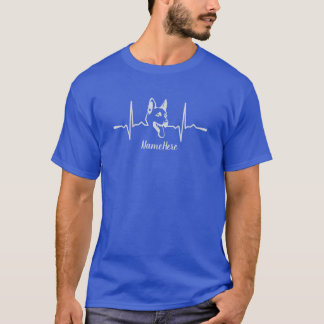 T-shirt Ajouter un nom Texte, berger allemand Heartbeat su