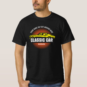 T-shirt Ajouter un nom Texte Jaune voiture classique