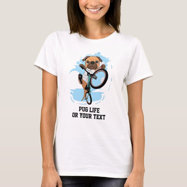T-shirt Ajouter un nom Texte Mignonne Carlin Chien équitat (Devant)