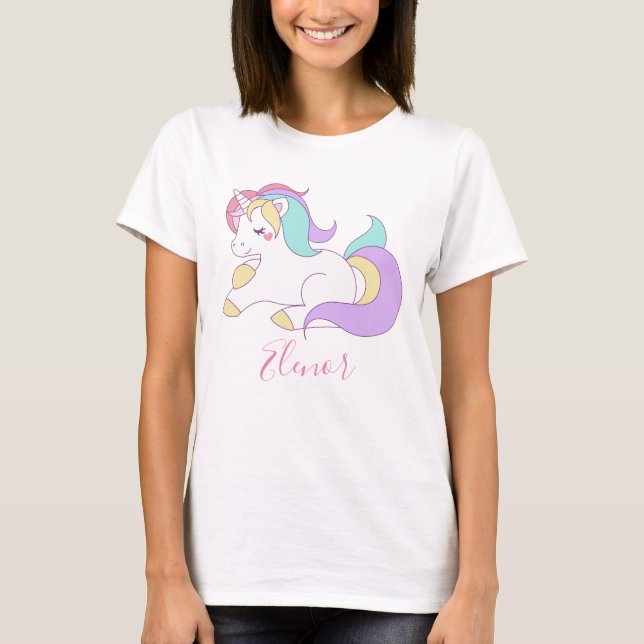 T-shirt Ajouter Votre Nom Cute Unicorn (Devant)