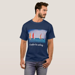 T-shirt Ajouter votre photo à Dark Blue Sailboat Regatta