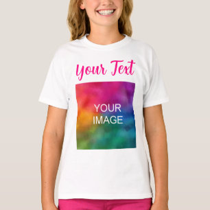 T-shirt Ajouter Votre Photo Nom Texte Script Enfants Fille