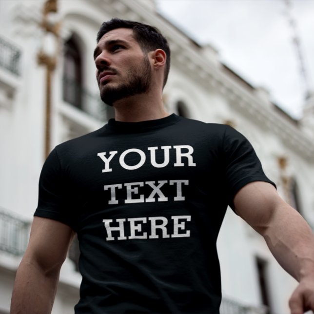 T-shirt Ajouter votre propre texte personnalisé ici noir e (Créateur téléchargé)