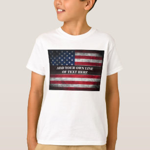 T-shirt Ajouter votre texte sur le drapeau américain