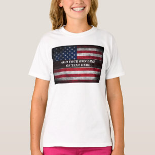 T-shirt Ajouter votre texte sur le drapeau américain