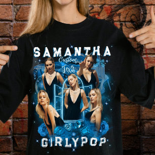 T-shirt Ajoutez vos propres photos Rétro 90s Y2K Bleu Boot
