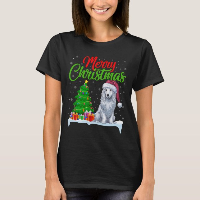 T-shirt Akbash Chien Noël Lumières Arbre Funny Noël Akbash (Devant)
