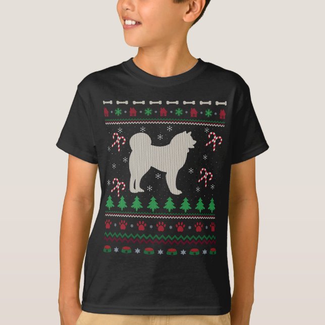 T-shirt Akita Amoureux des chiens Xmas Ugly Akita Noël (Devant)