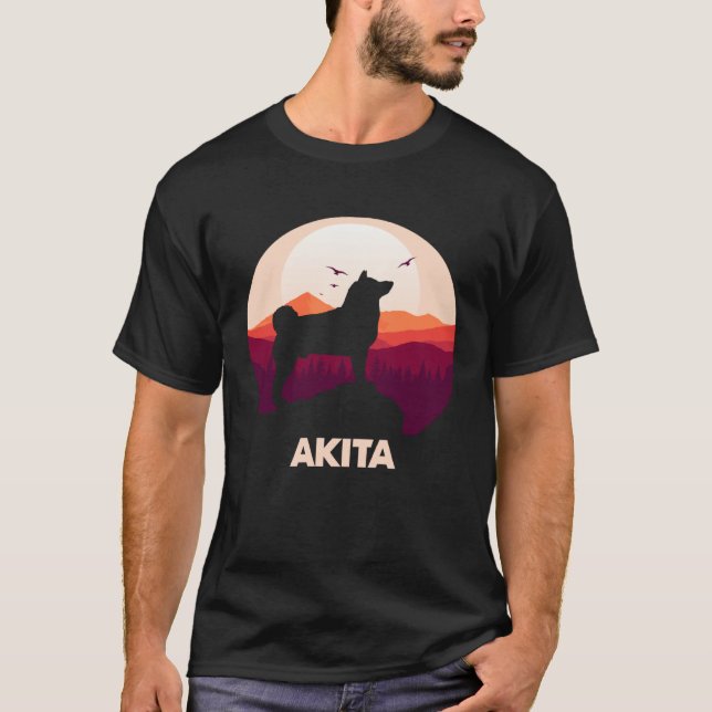 T-shirt Akita and Moon Halloween (Devant)
