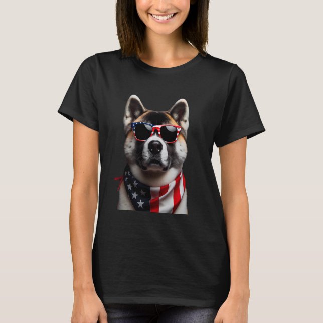 T-shirt Akita Dog 4 juillet American Incependance Day Ow (Devant)