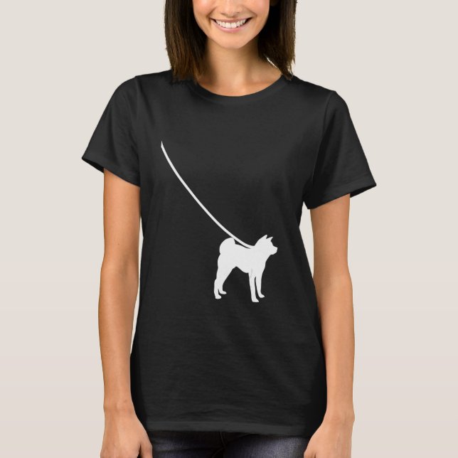 T-shirt Akita Dog On A Leash  Mom Dad Pet Cute  Puppy (Devant)