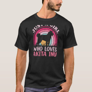 T-shirt Akita Inu Chien Vintage Juste Une Fille Qui Aime A