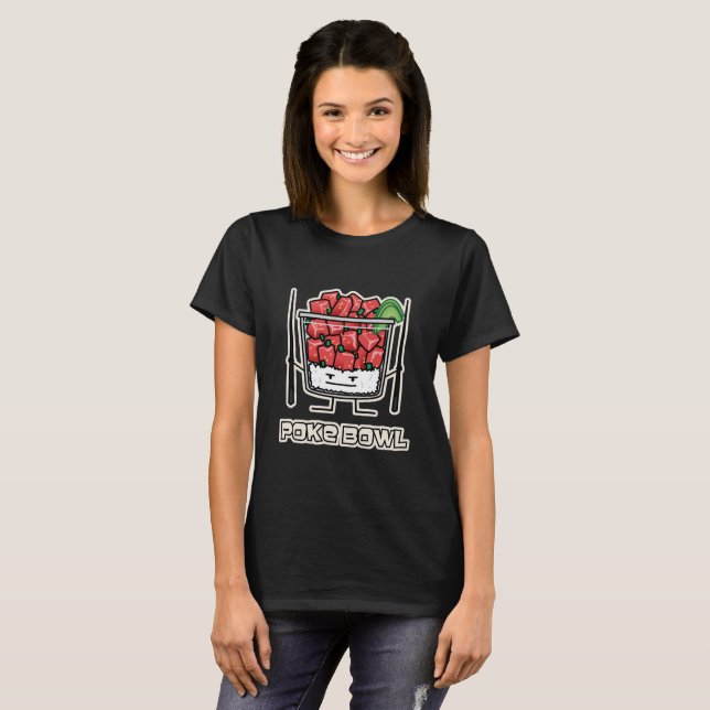 T-shirt Aku de baguettes de salade de poisson cru d'Hawaï (Devant entier)