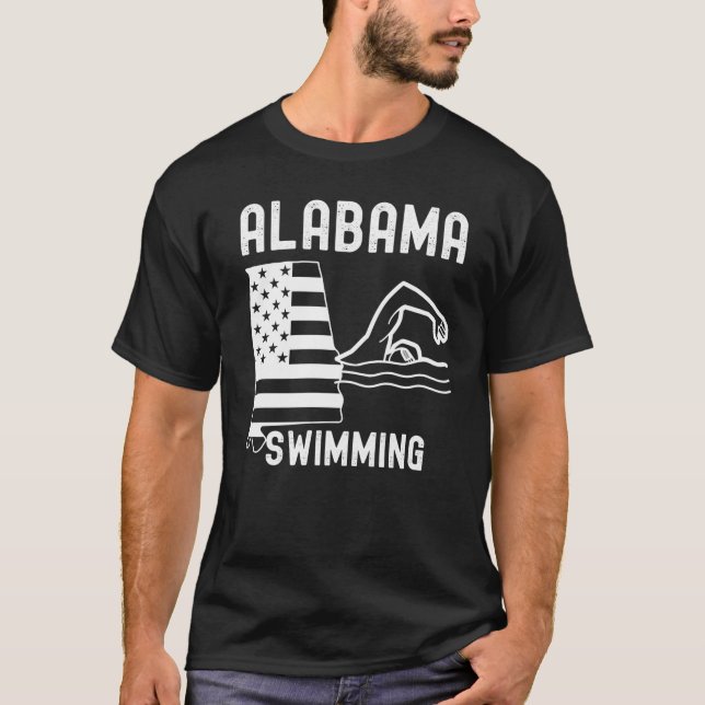 T-shirt Alabama Drapeau d'État Nage Amateurs Cadeaux (Devant)