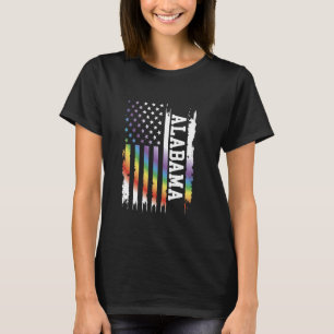 T-shirt Alabama États-Unis Arc-en-ciel déprimé avec drapea