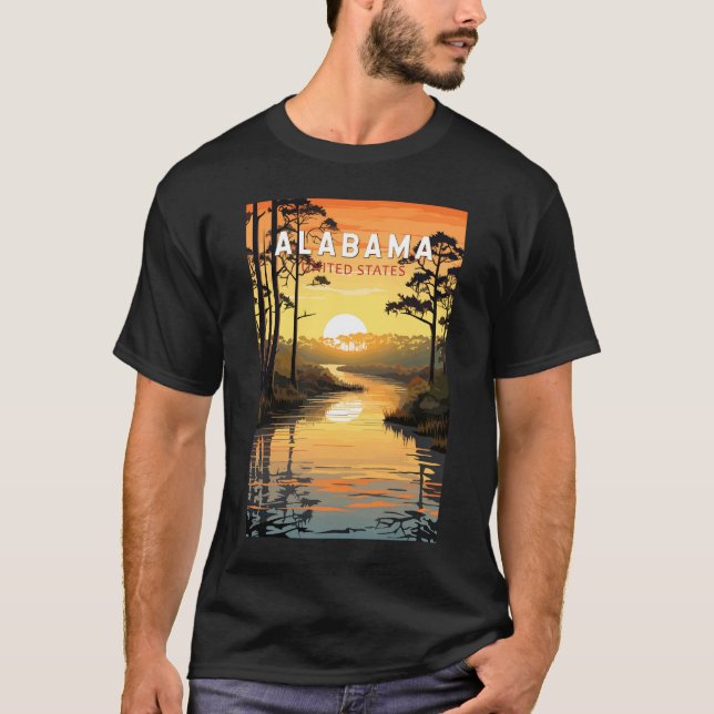 T-shirt Alabama Travel Art Vintage (Devant)