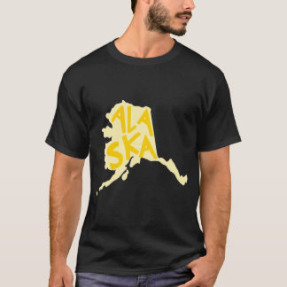 T-shirt Alaska Doodle Letters Map Outlineyellow Oversized