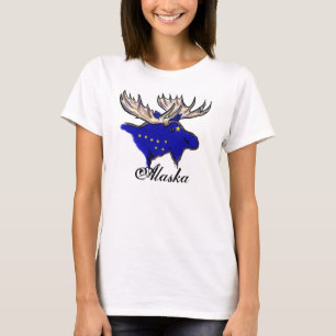 T-shirt Alaska fière drapeau état elfe coutume dames char