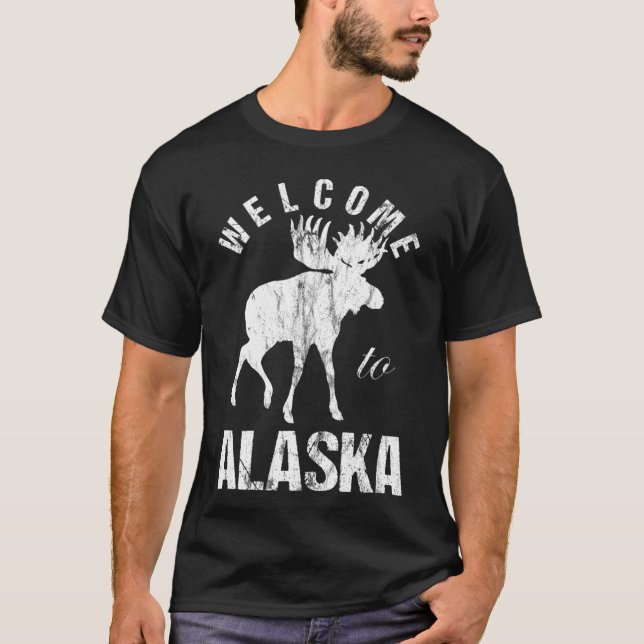 T-shirt Alaska Moose Bienvenue en Alaska en détresse (Devant)