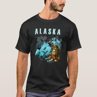 T-shirt Alaska Mountains and Hikers Tourism vacation outfi