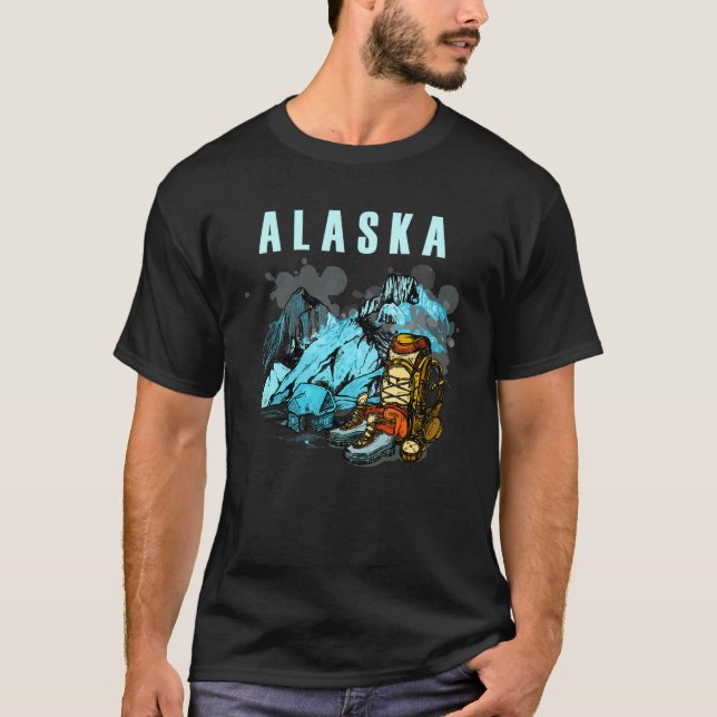 T-shirt Alaska Mountains and Hikers Tourism vacation outfi (Devant)