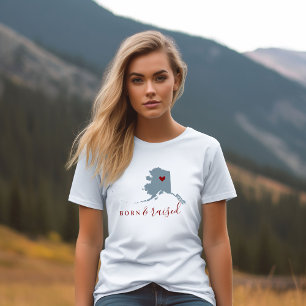 T-shirt Alaska né et élevé Carte d'état de couleur modif