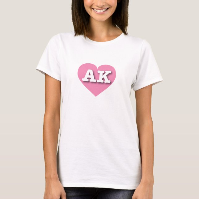 T-shirt Alaska Solid Pink Heart - J'aime AK (Devant)