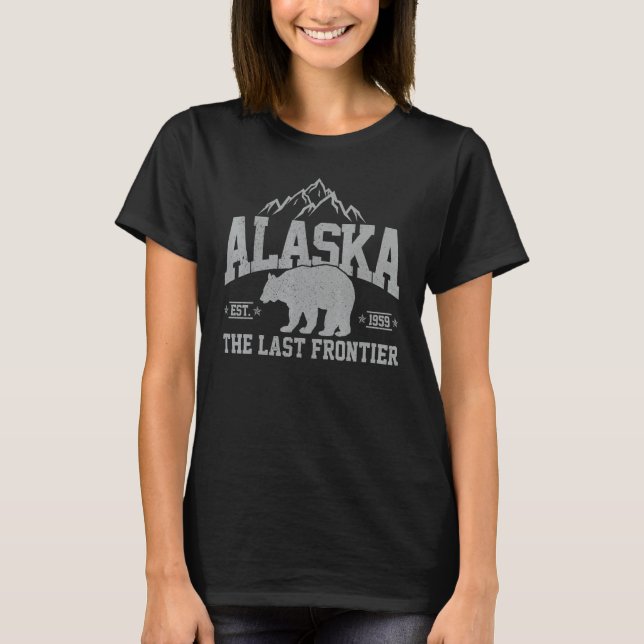 T-shirt Alaska The Last Frontier EST 1959 Grizzly Bear Mou (Devant)